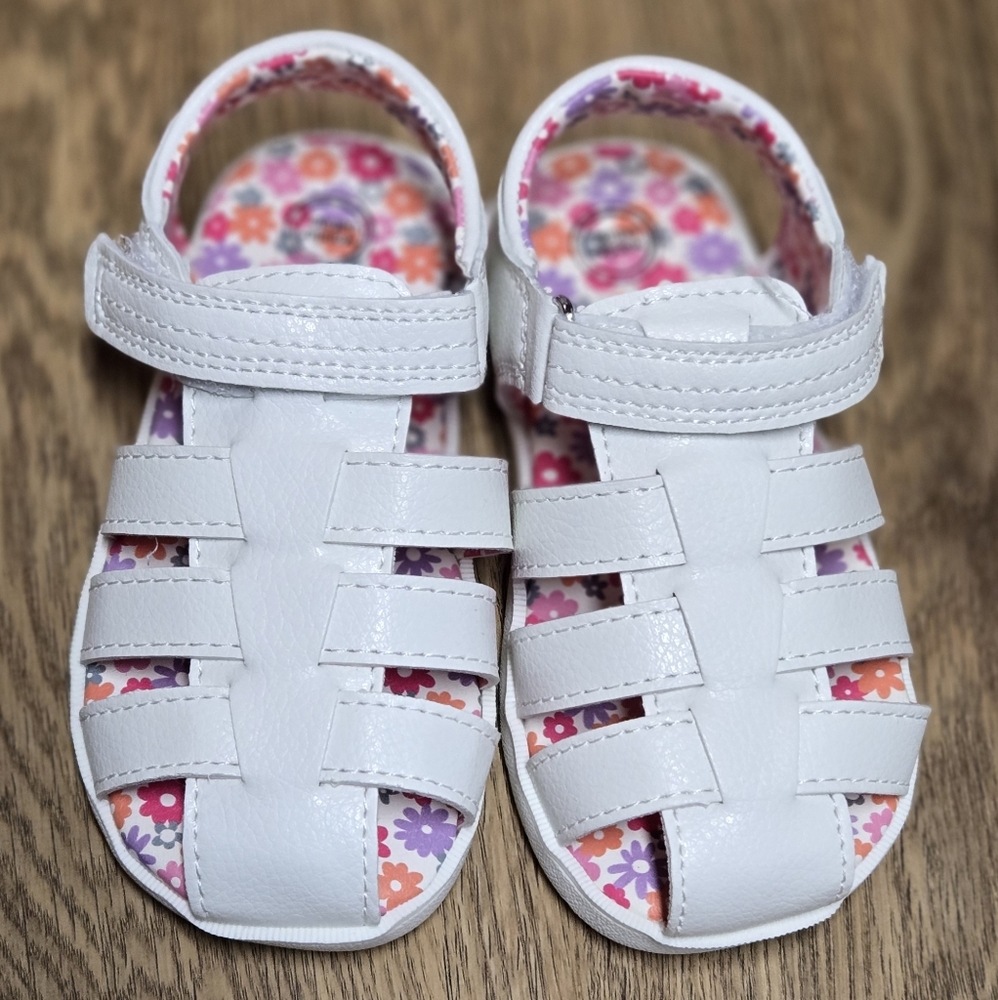 Kids White Sandals with Floral Pattern NWOT